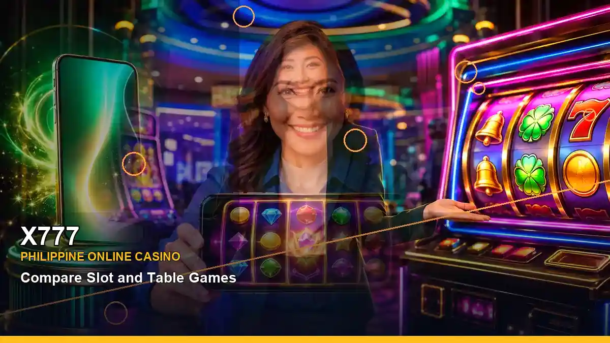 X777 adventure online slot games featuring an adult Filipina casino host with a right close-up composition — view 2